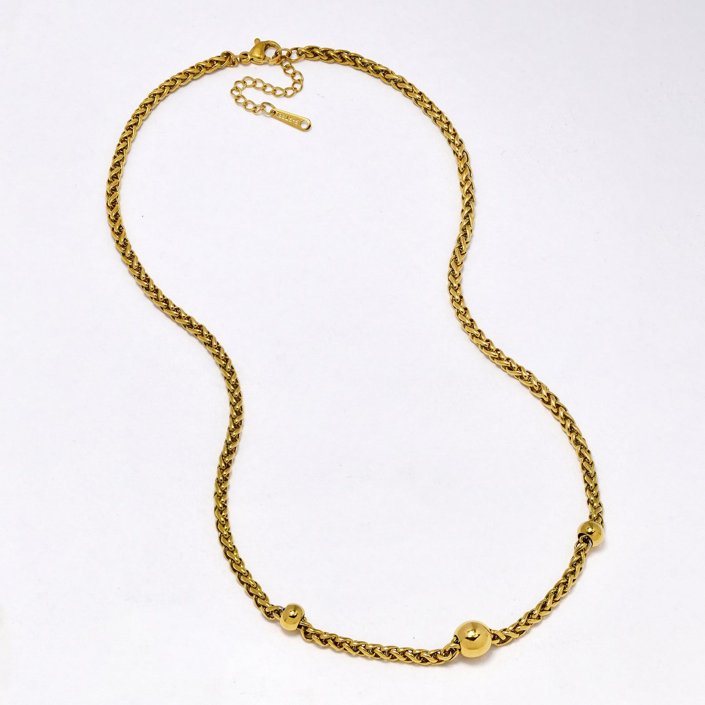 SSYN7168 - Steel 41.5cm + 4cm x 3mm wheat chain necklace