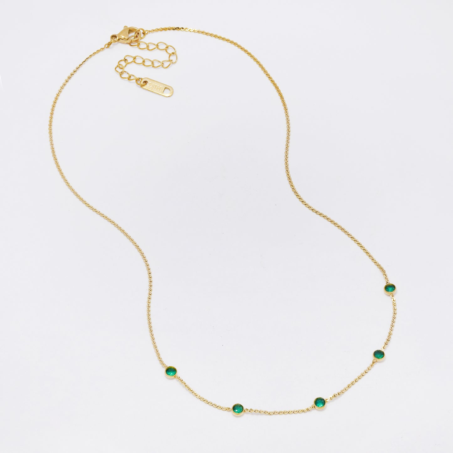 SSYN7291 - Steel 38cm + 5cm station CZ necklace