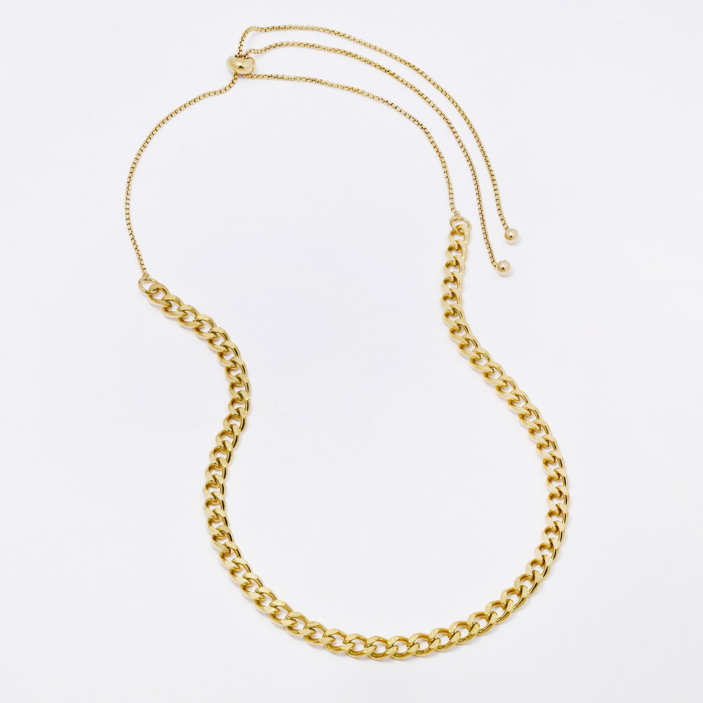 SSYN7335 - Steel 6mm wide curb mid section adjustable length necklace