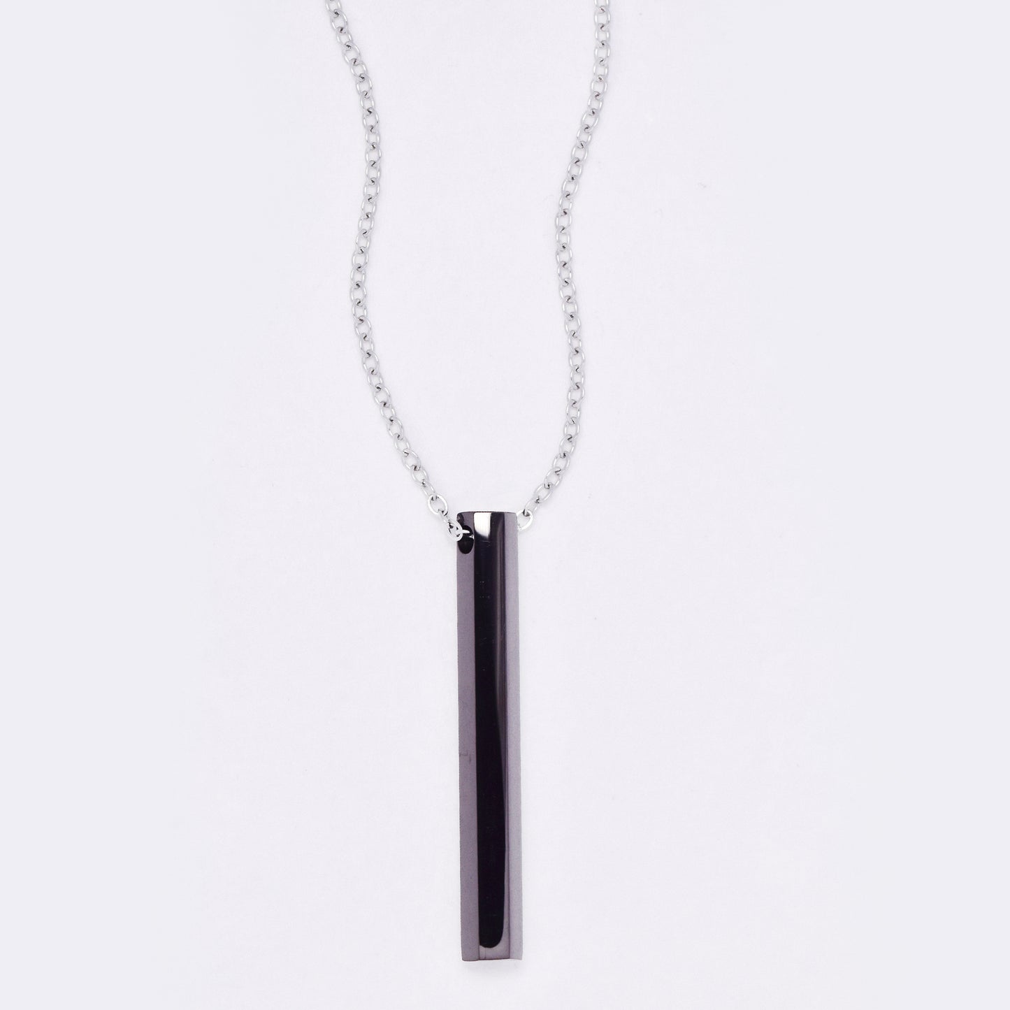 SSYN7778 - Steel 42cm + 5cm hexagonal bar necklace