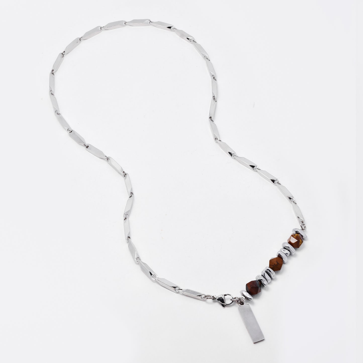SSYN7782 - Steel 51cm x 4mm two-way style rice necklace