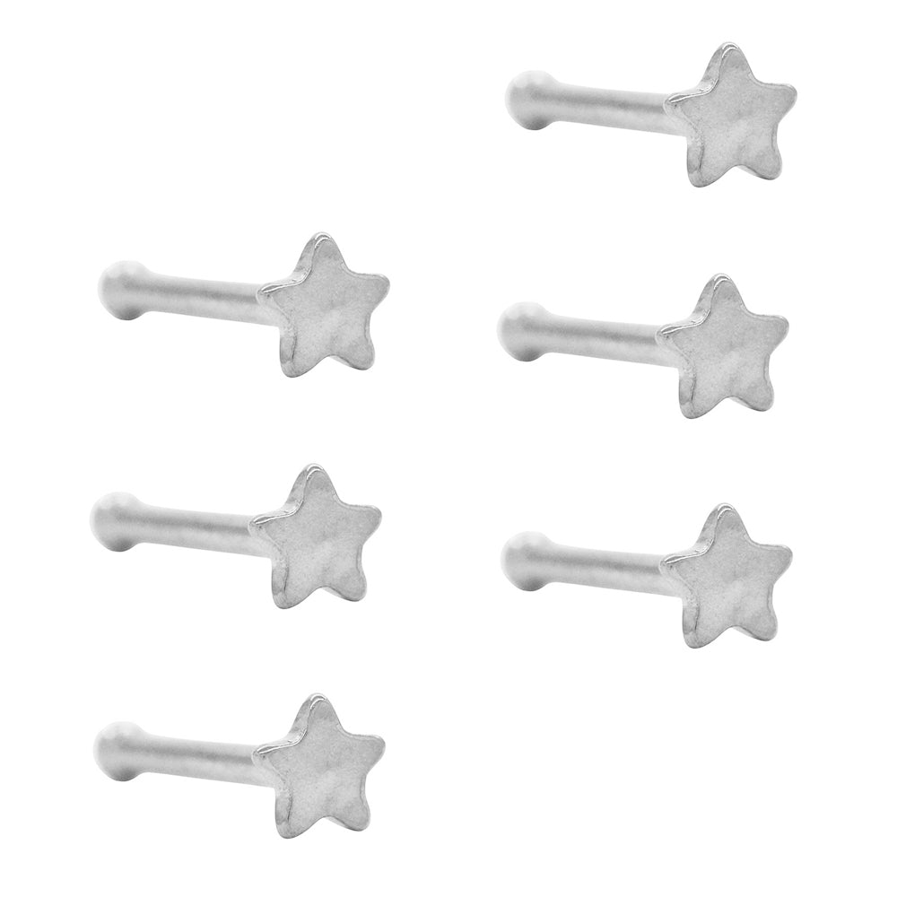 6 Pack Stainless steel star nose stud piercing - SSYNS3364