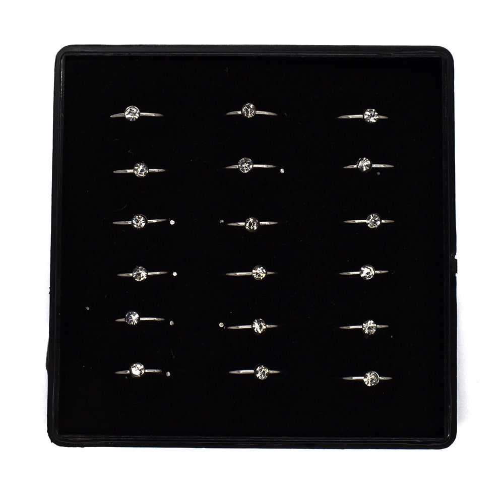 18 Piece Stainless steel cubic zirconia nose rings - SSYNS3520