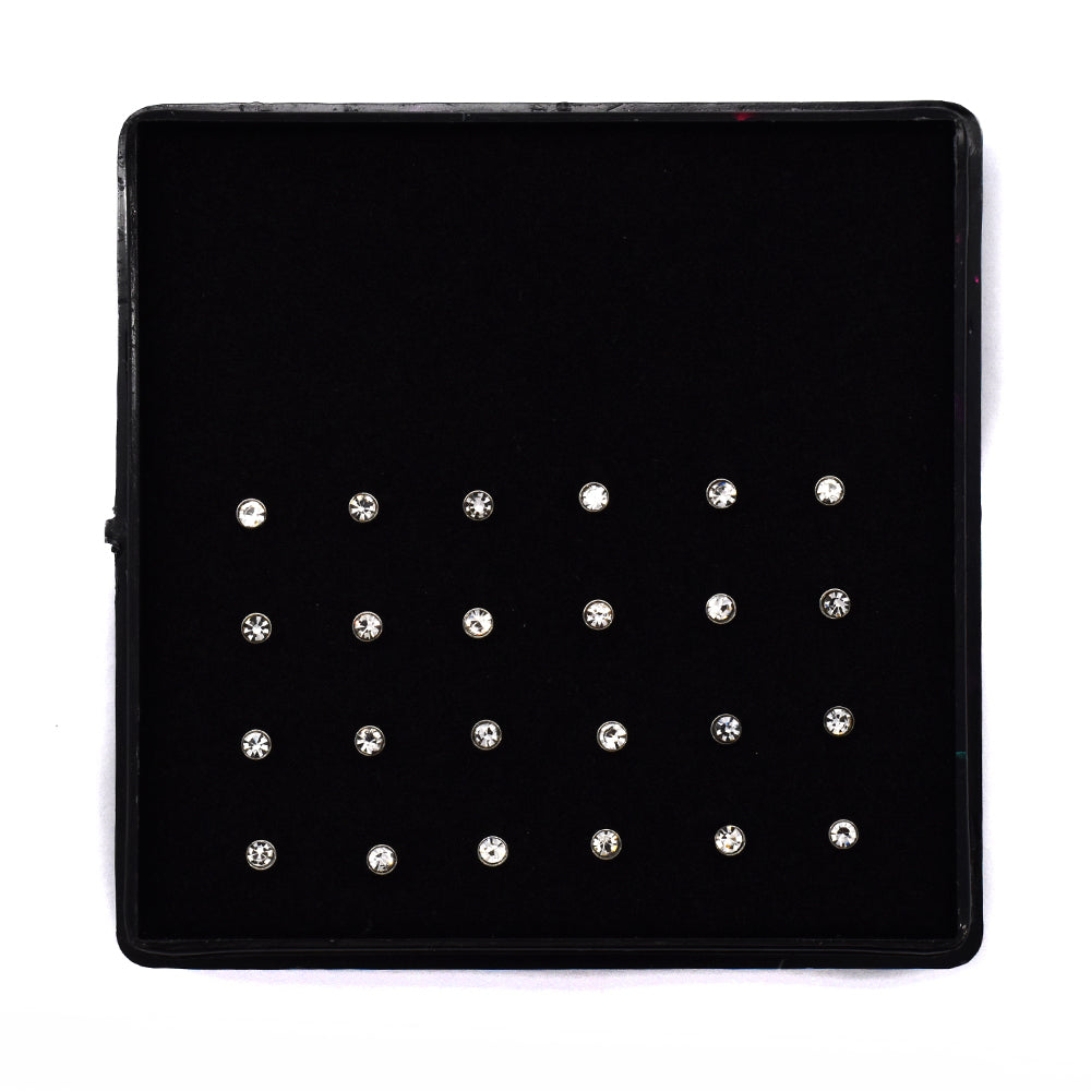 24 Piece Stainless steel clear nose pin studs - SSYNS3525