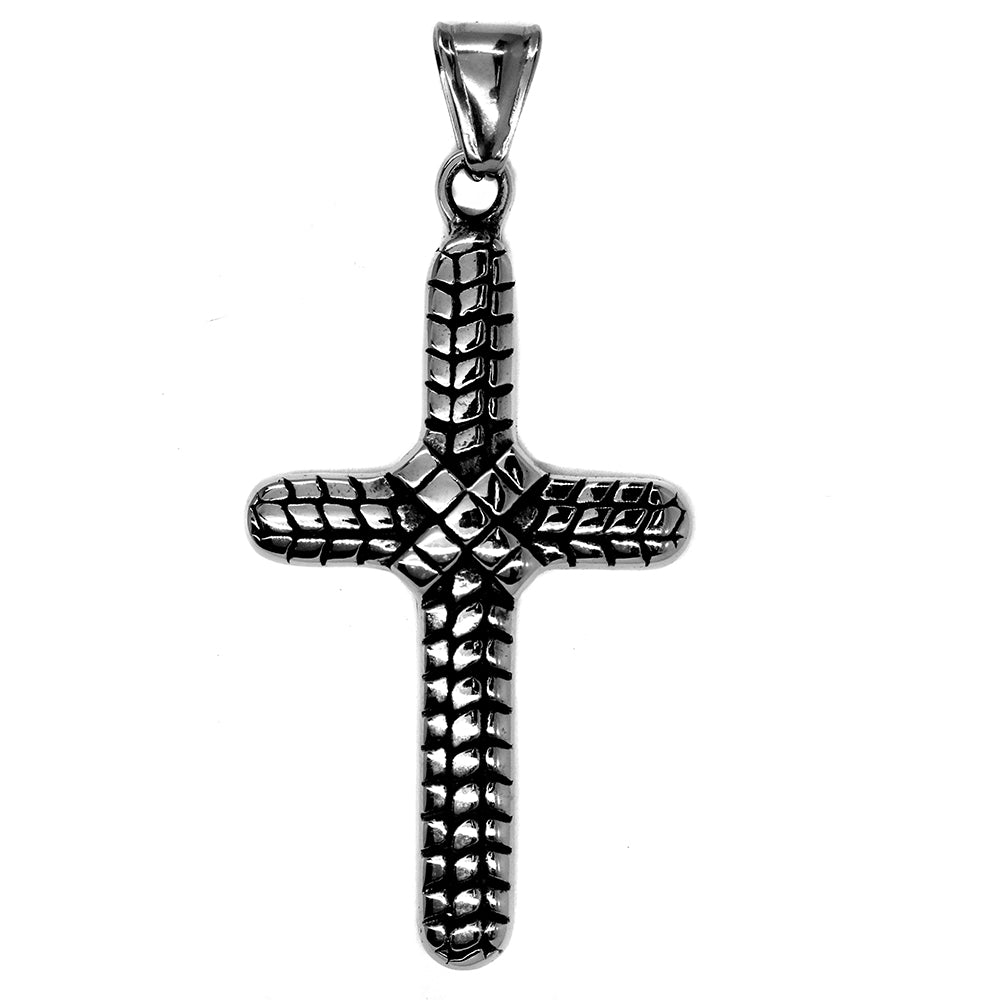Stainless steel crocodile skin design cross pendant - SSYP2175