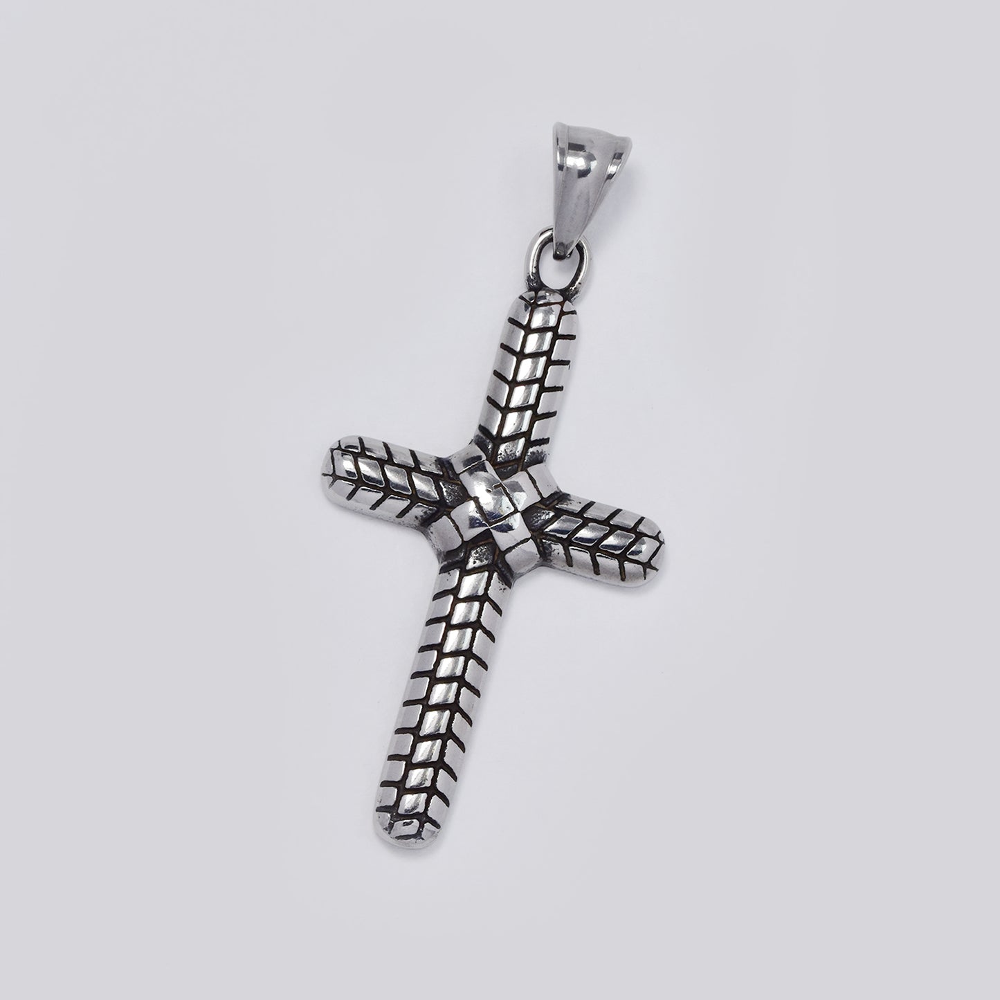 Stainless steel oxidized large cross pendant - SSYP5458