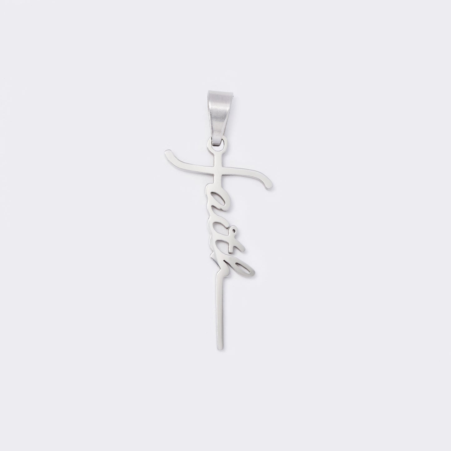 Small faith cross steel pendant - SSYP5646