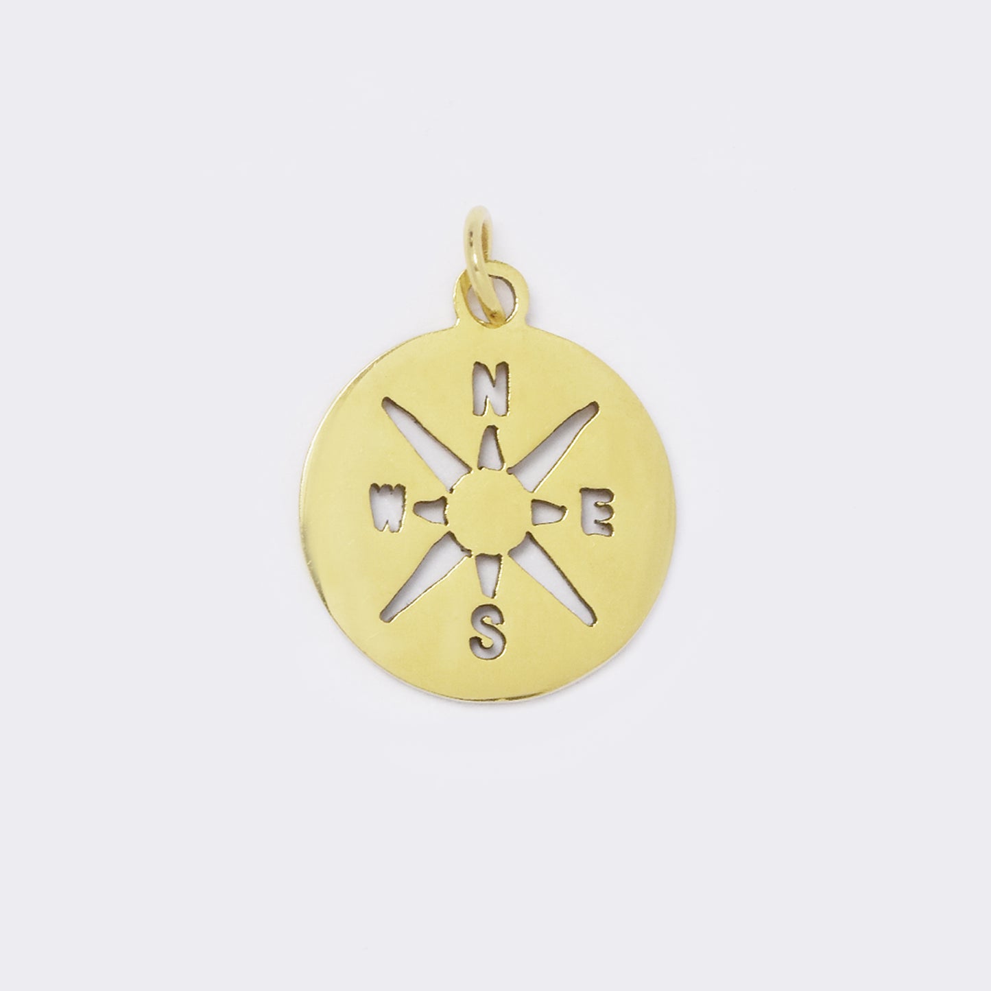 Cutout gold steel compass pendant - SSYP5649
