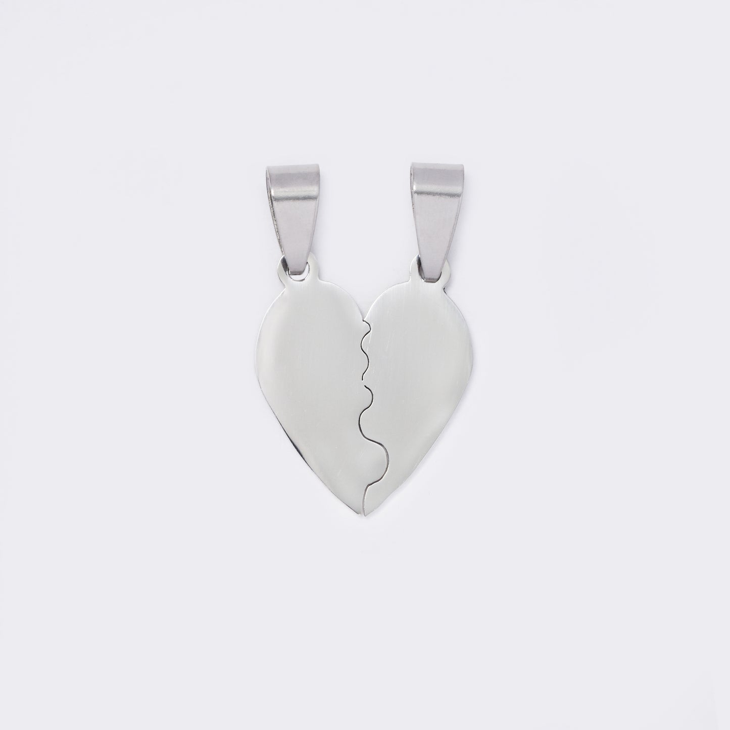 2 Piece split heart steel pendant - SSYP5655