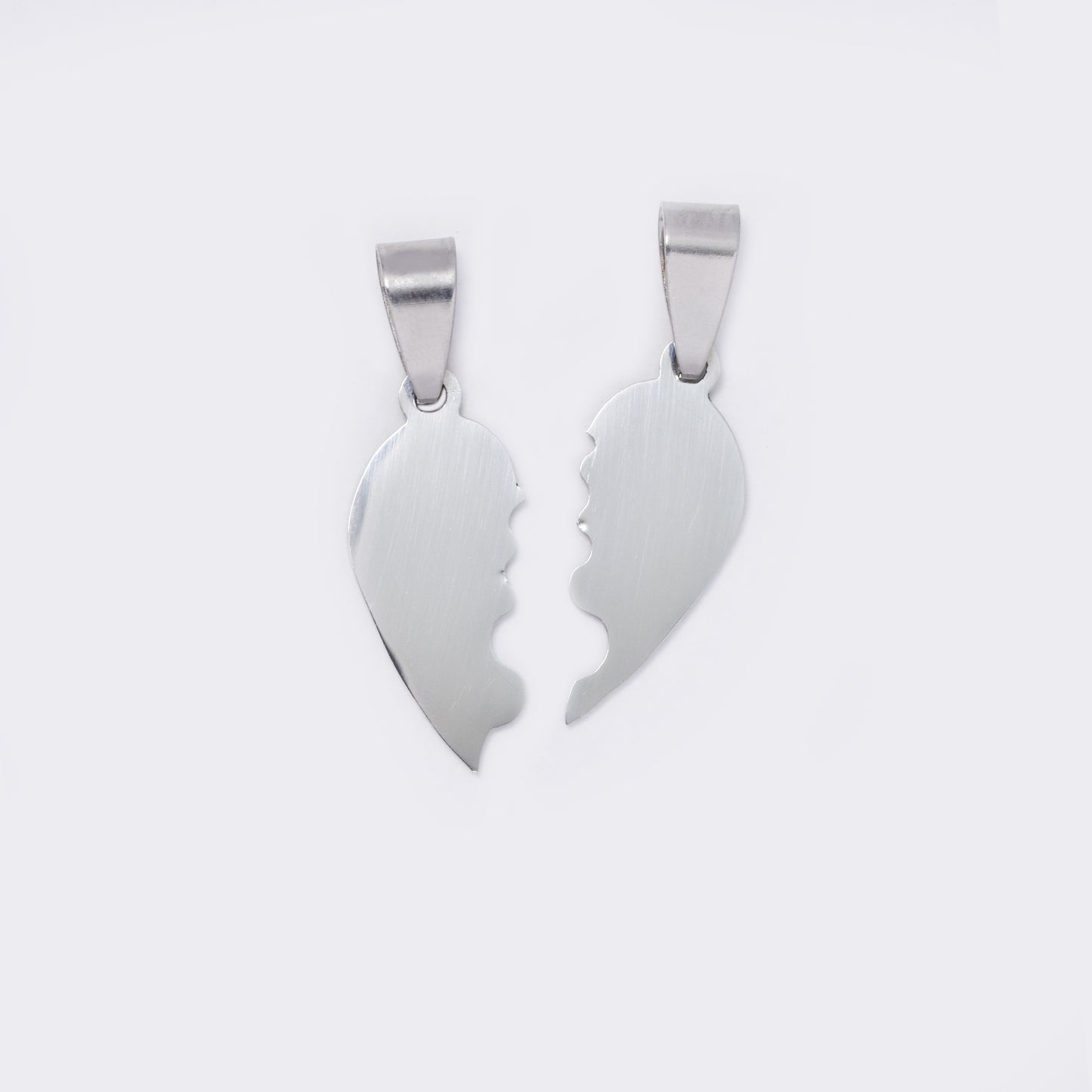 2 Piece split heart steel pendant - SSYP5655