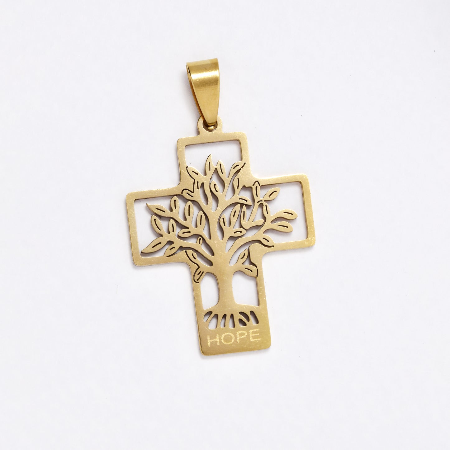 Tree of life hope cross steel pendant - SSYP5661