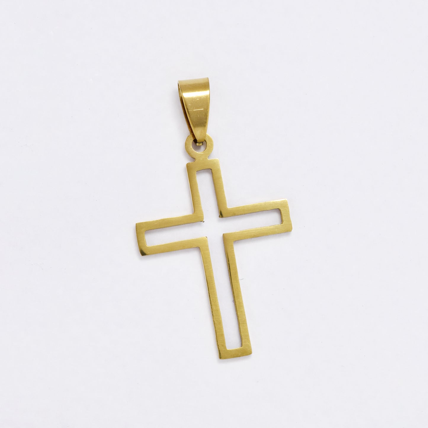 SSYP6081 - St Steel 35mm x 25mm cutout cross pendant