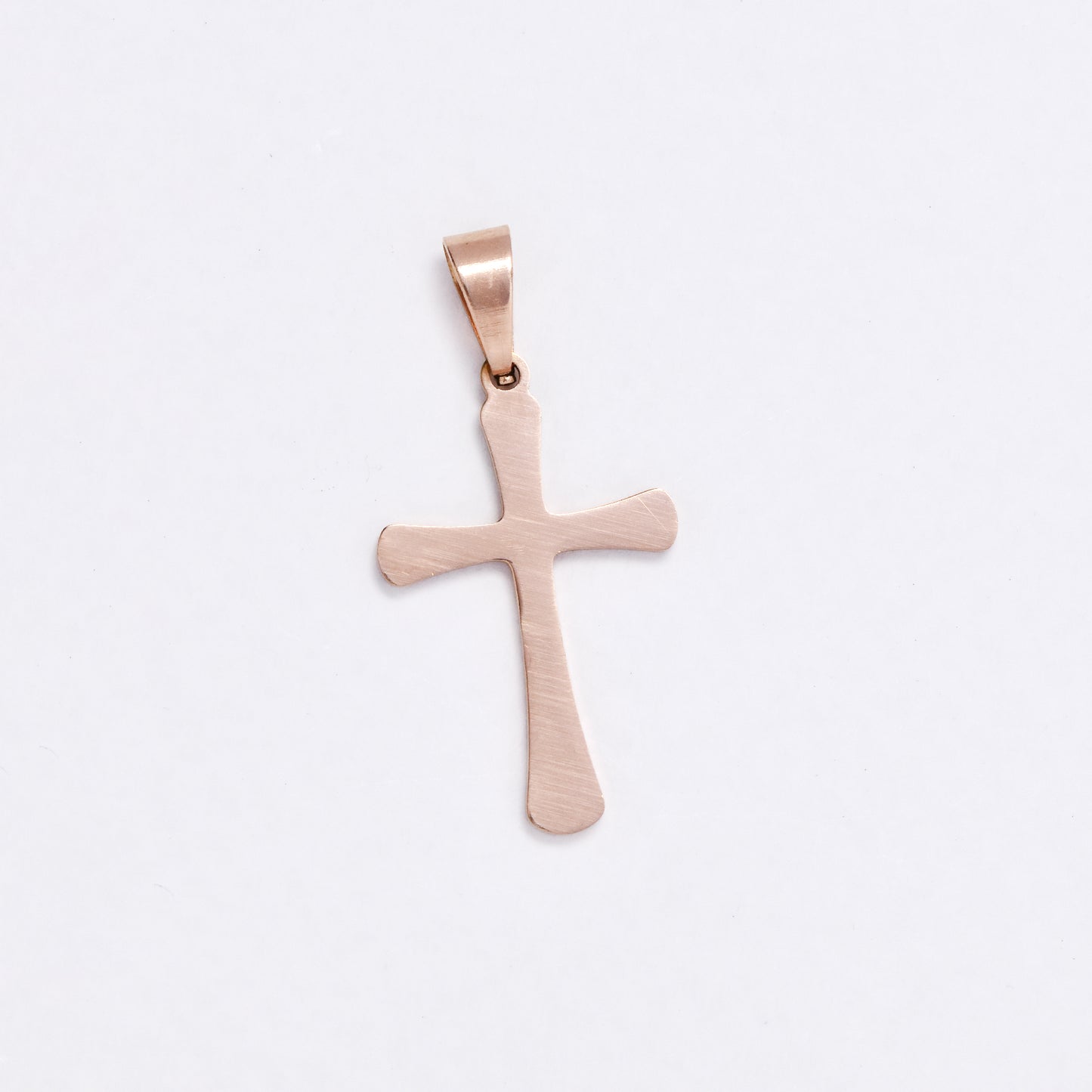 SSYP6084 - St Steel 25mm x 21mm medium rose gold cross pendant