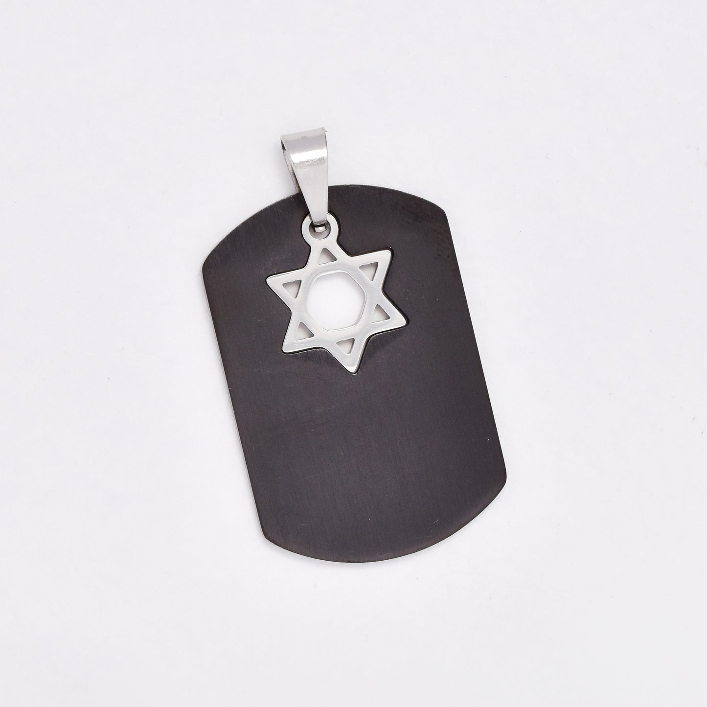 SSYP6450 - St Steel 30mm x 20mm star disk pendant