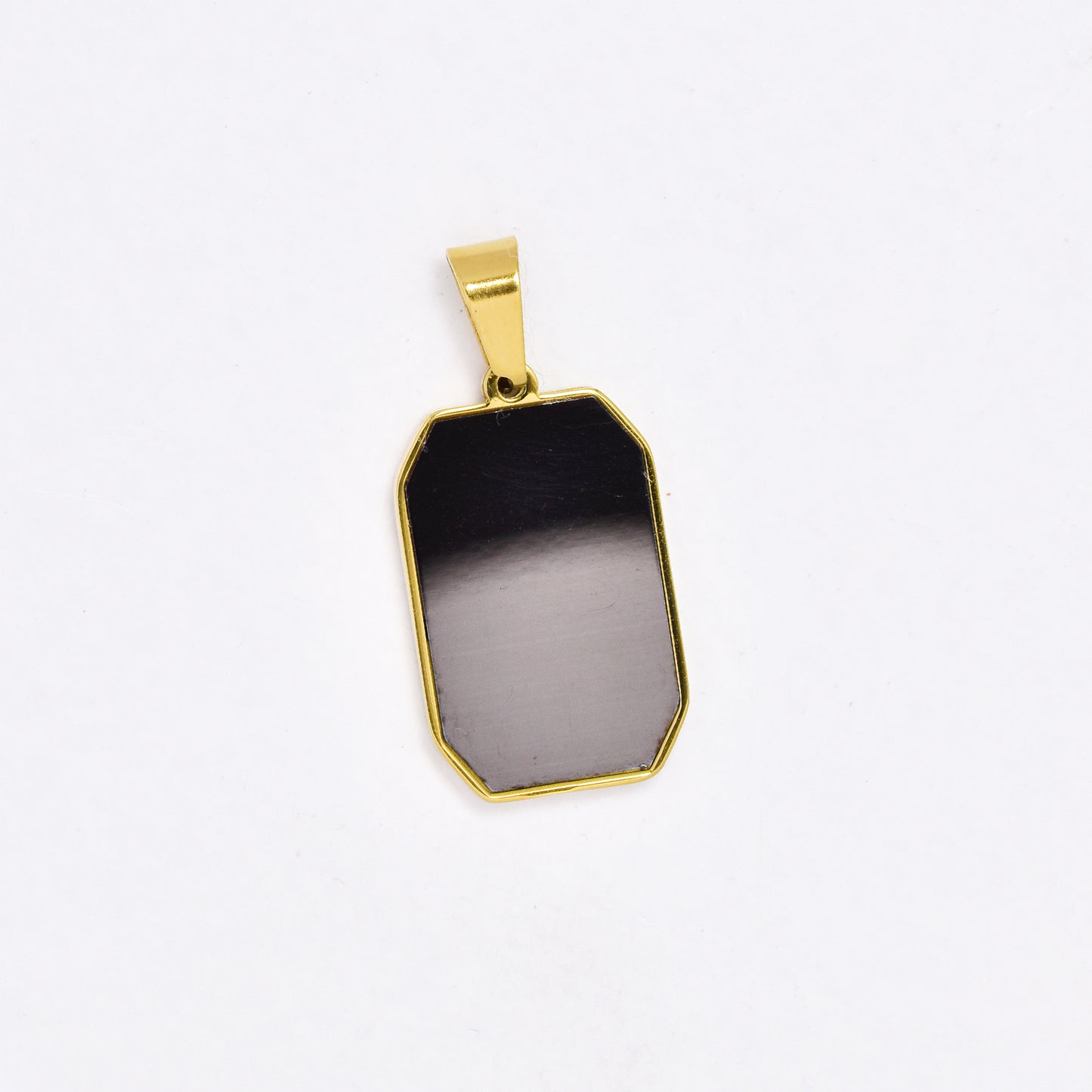SSYP6453 - St Steel 23mm x 15mm rectangular mirror finish disk pendant