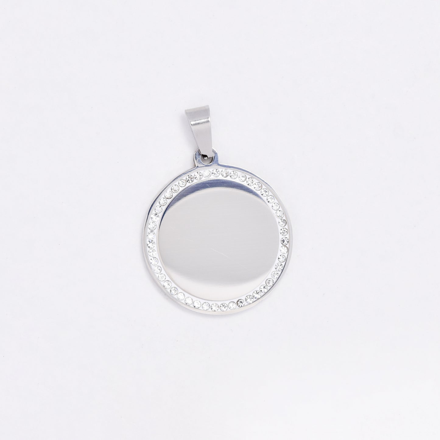 SSYP6455 - St Steel 25mm round crystal disk pendant