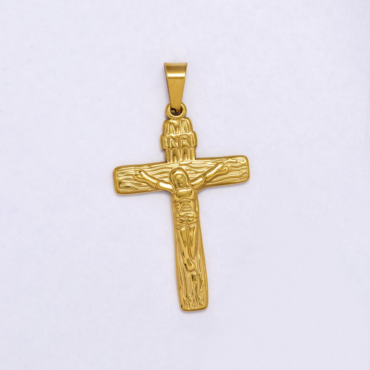 SSYP7202 - Steel 36mm x 23mm textured crucifix pendant