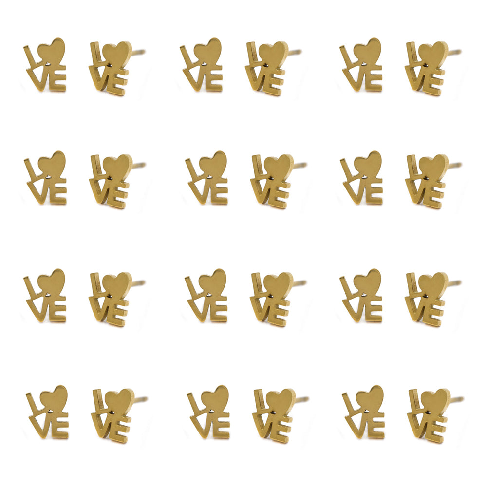 12 pack Stainless steel love stud earring - SSYPK4450