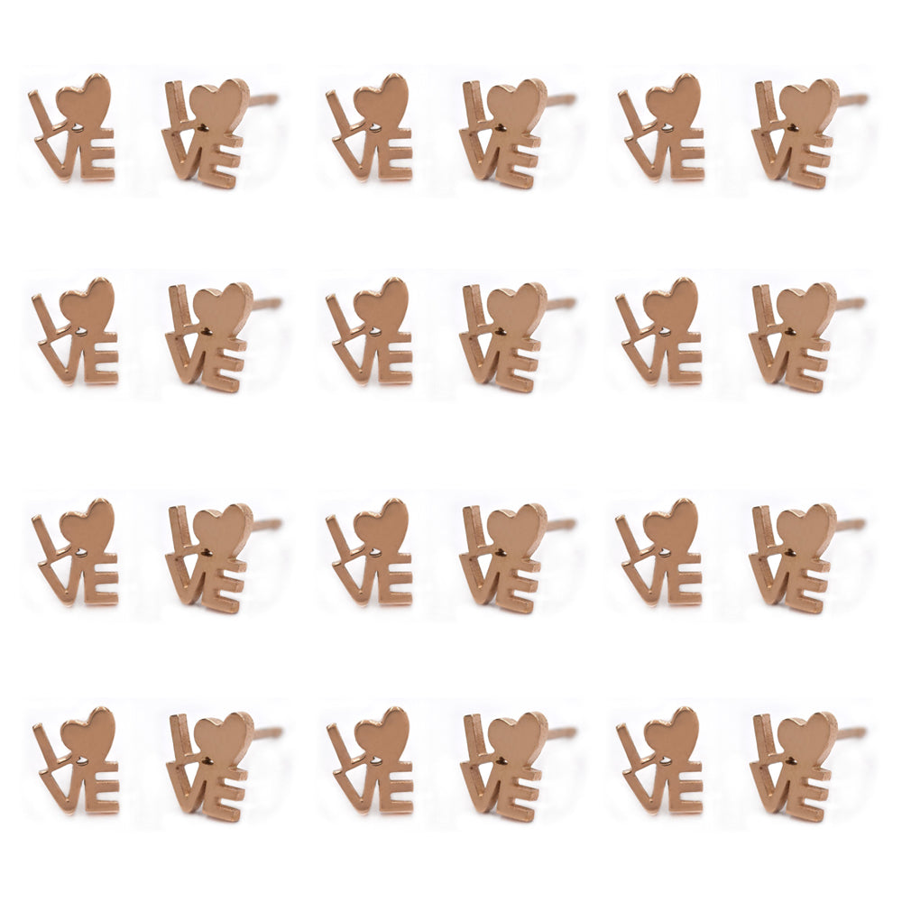 12 pack Stainless steel love stud earring - SSYPK4450