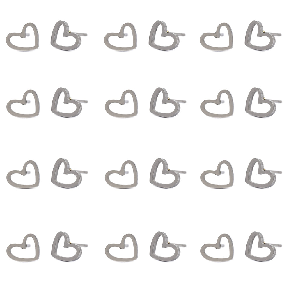 12 Pack Stainless steel cutout heart stud earrings - SSYPK4456