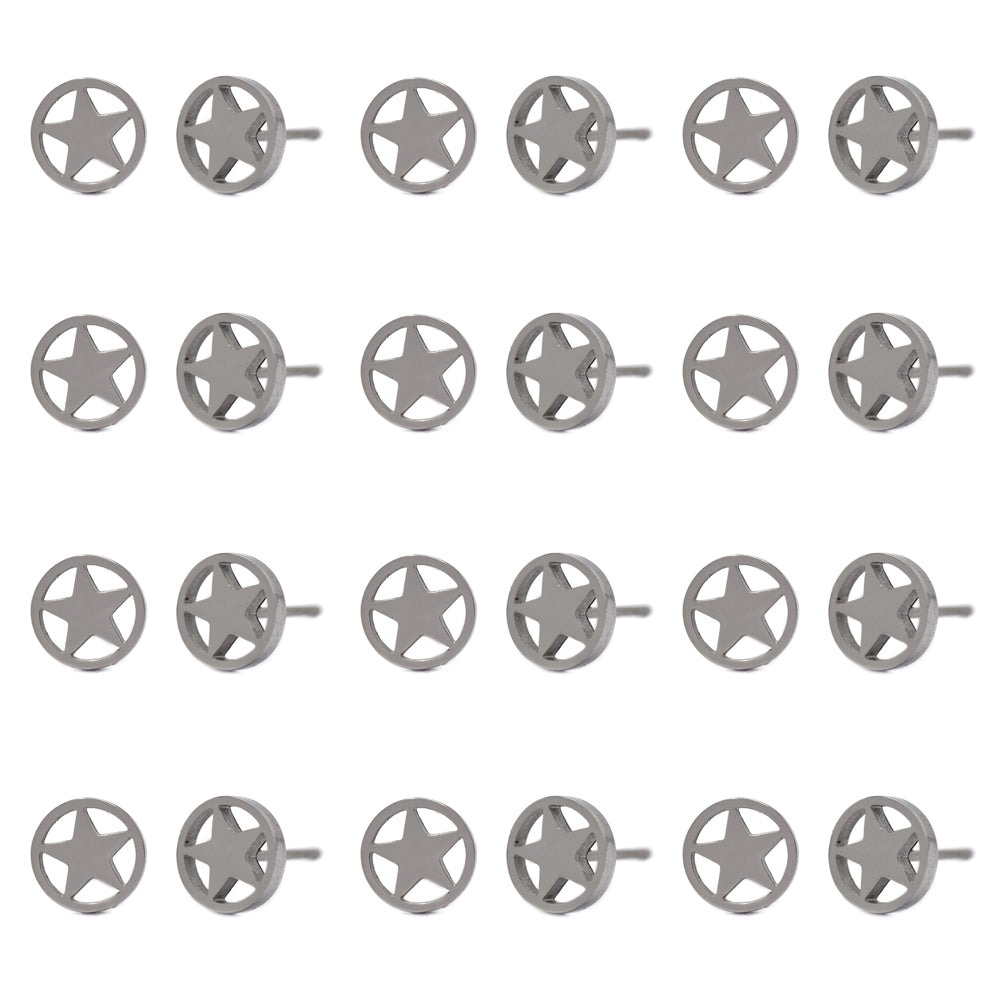 12 pack Stainless steel circle star stud earrings - SSYPK4459