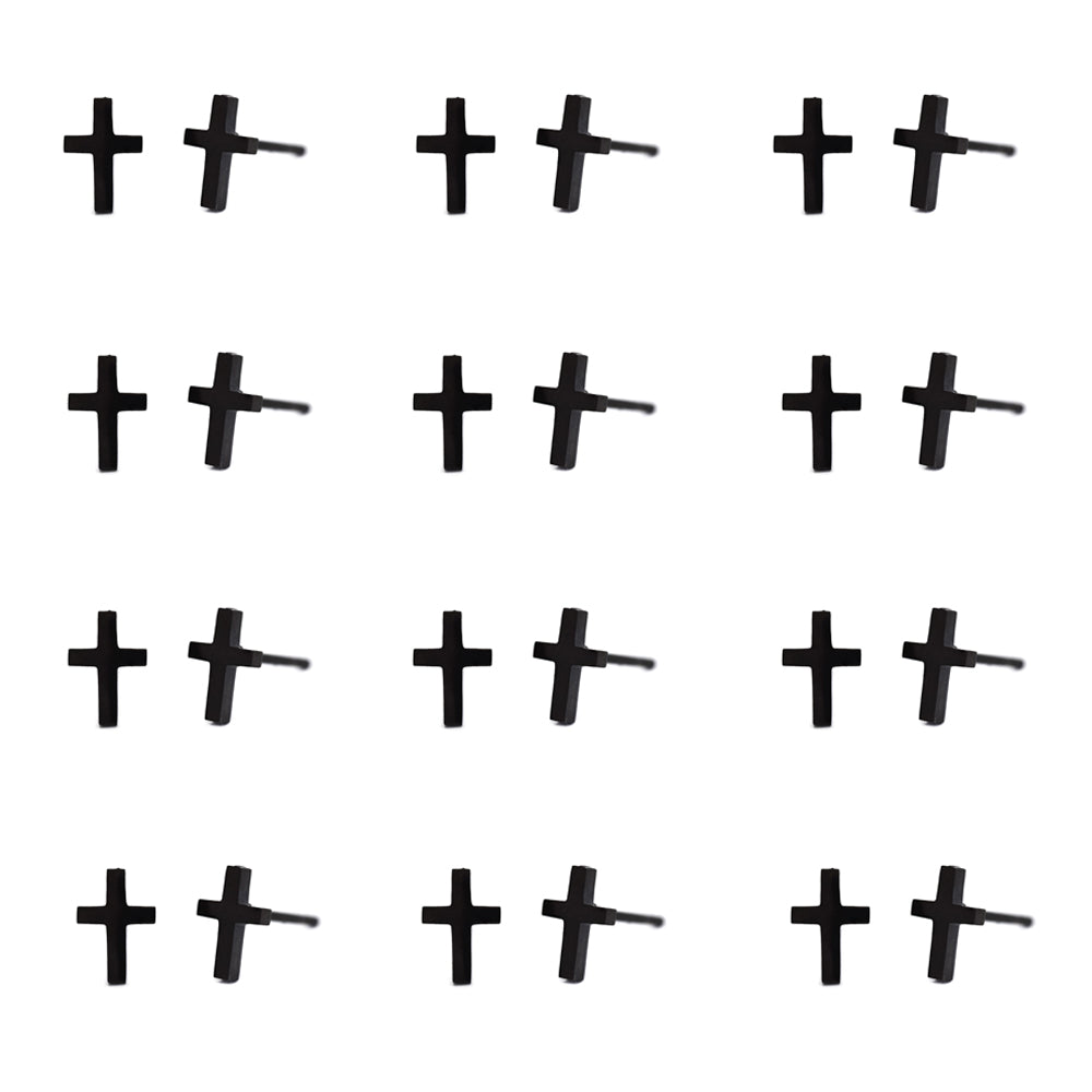 12 Pack Stainless steel cross stud earrings - SSYPK4460