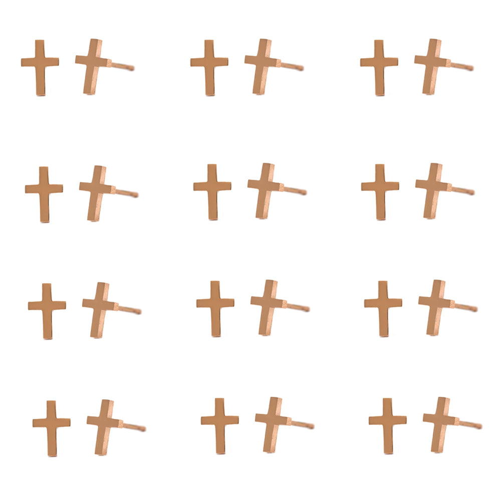 12 Pack Stainless steel cross stud earrings - SSYPK4460