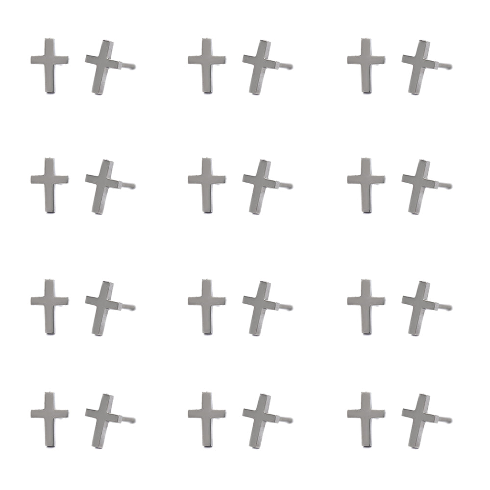 12 Pack Stainless steel cross stud earrings - SSYPK4460