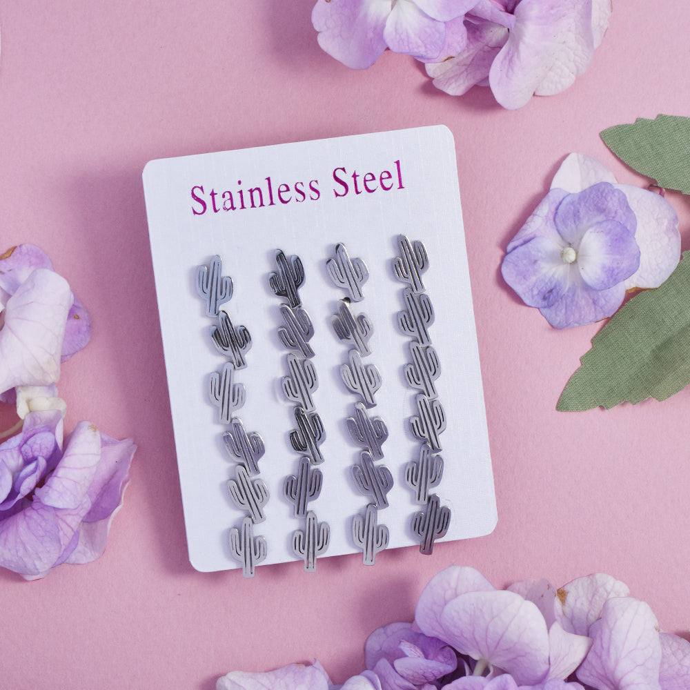 12 Pack stainless steel cactus studs - SSYPK4684