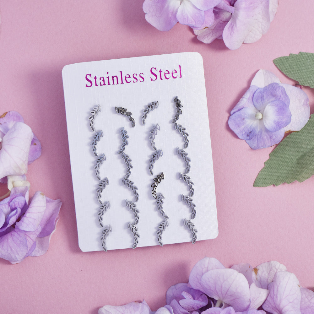 Stainless steel 12 pack cutout leaf studs - SSYPK4686