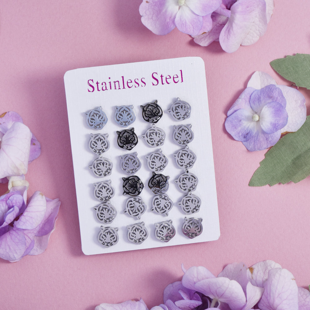 12 Pack Stainless steel tiger studs - SSYPK4694