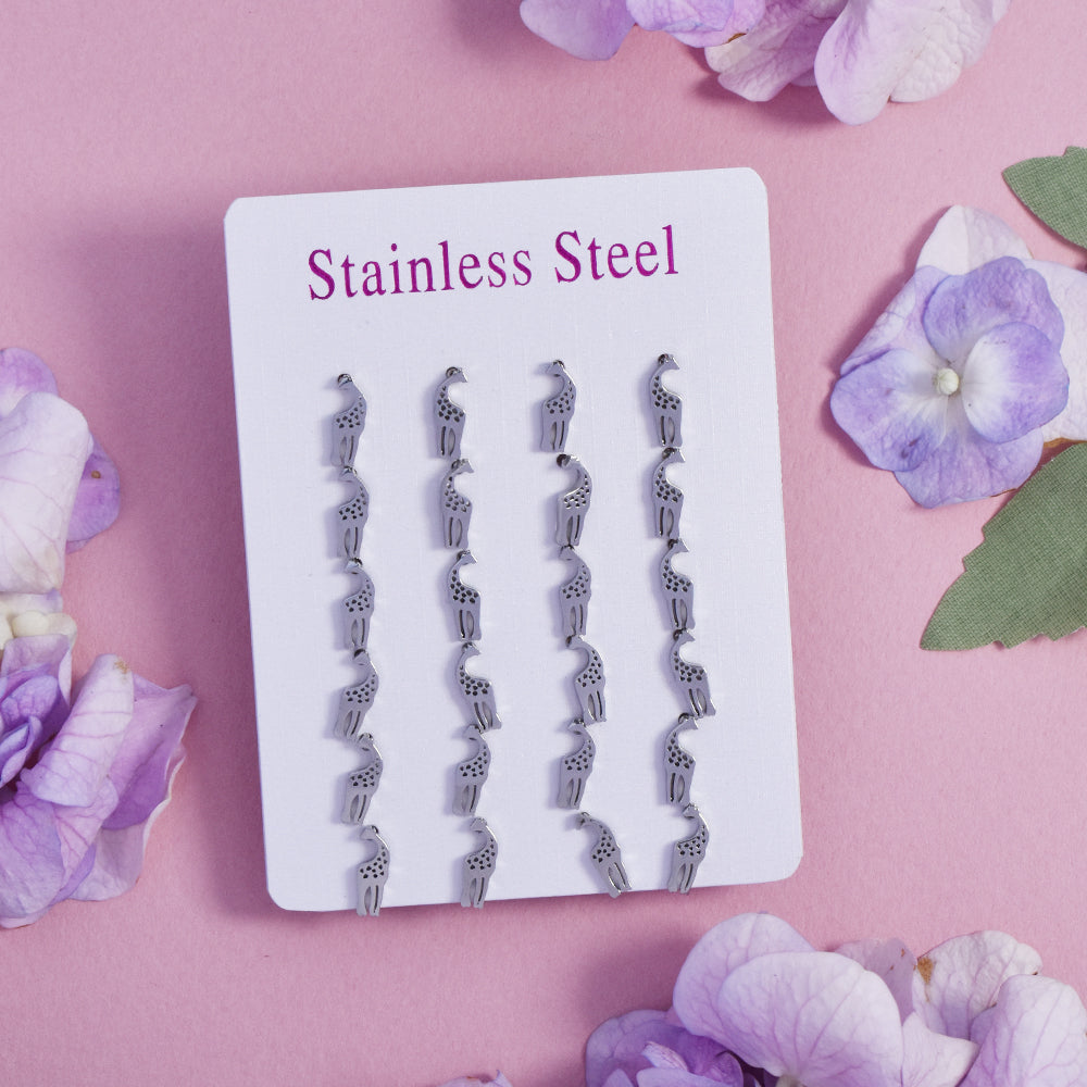 Stainless steel 12 pack giraffe studs - SSYPK4703