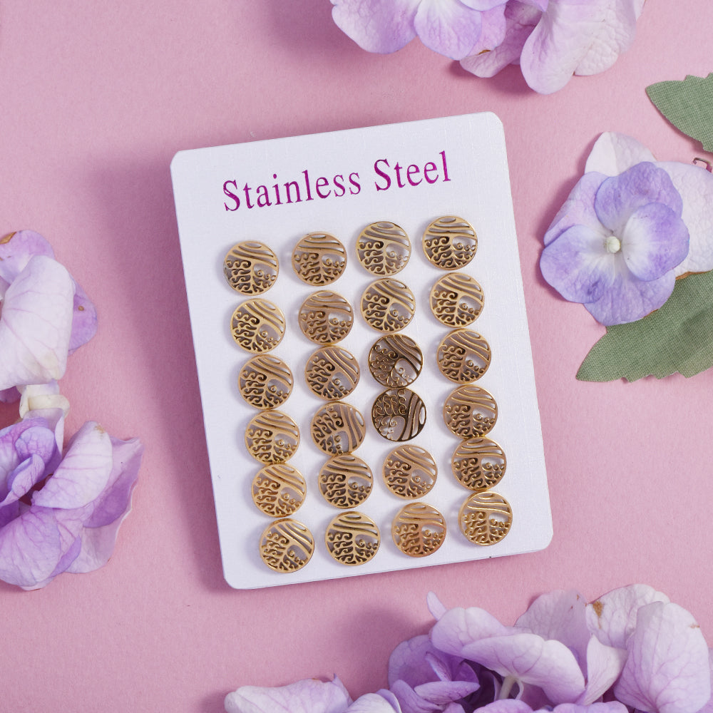 12 pack Stainless steel tree circle studs - SSYPK4706