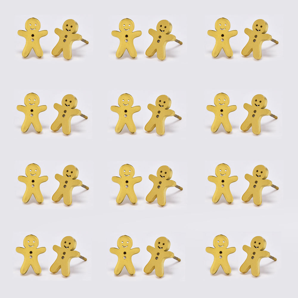 12 Pack stainless steel ginger bread man studs - SSYPK5161