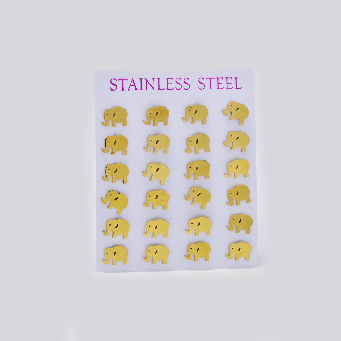 Stainless steel gold plain Elephant 12 pack studs - SSYPK5492