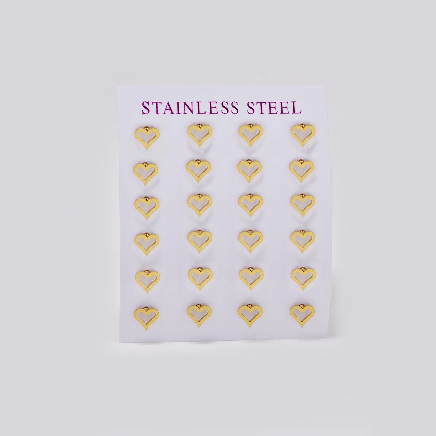 Stainless steel gold small cutout heart 12 pack studs - SSYPK5500
