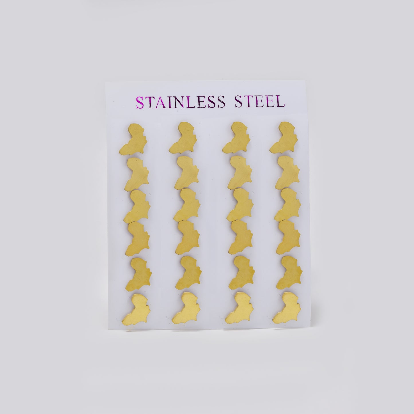 Stainless steel gold Africa 12 pack studs - SSYPK5501