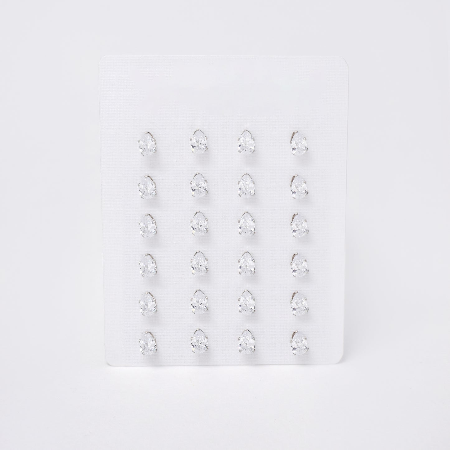 SSYPK7381 - Steel 12 pack teardrop CZ stud earrings