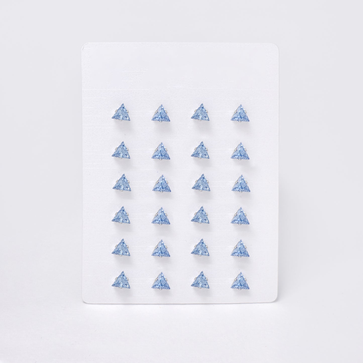 SSYPK7384 - Steel 12 pack blue triangle CZ stud earrings