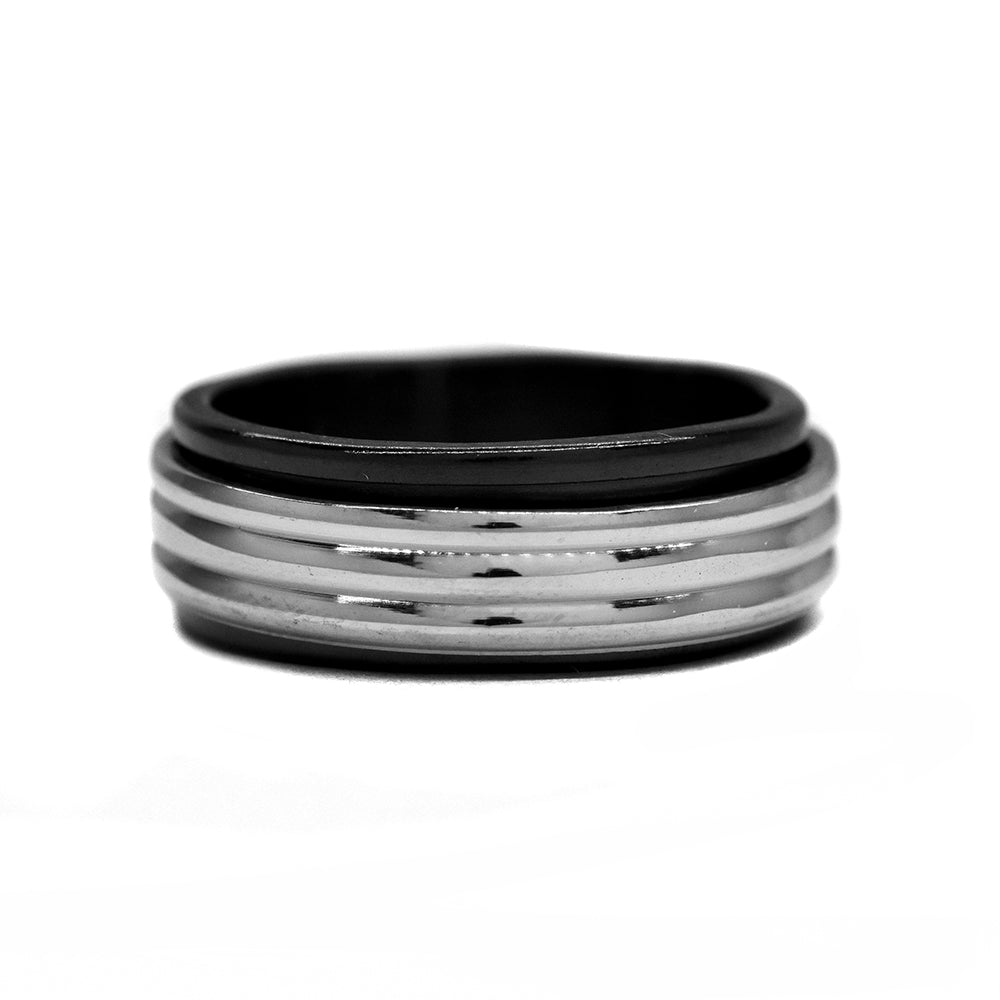 Stainless steel black spinner ring - SSYR2219