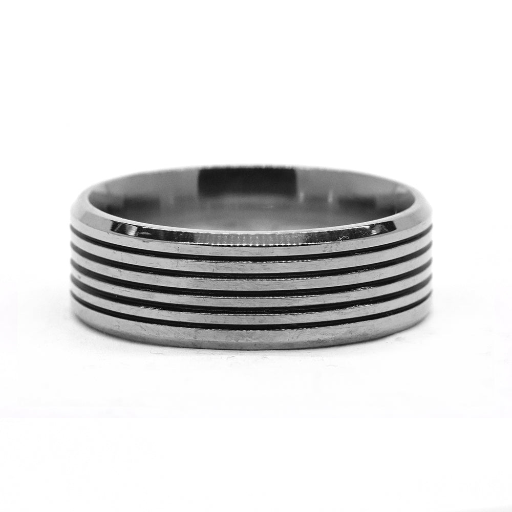 Stainless steel bold lined ring - SSYR2224