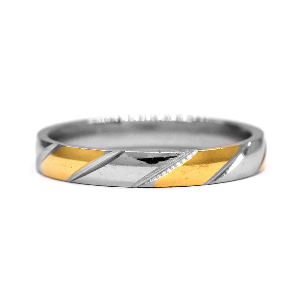 Stainless steel two tone lined ring - SSYR2231
