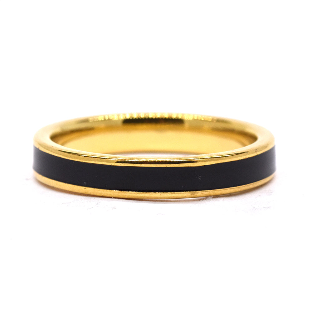 Stainless steel thin black and gold plating ring - SSYR2232