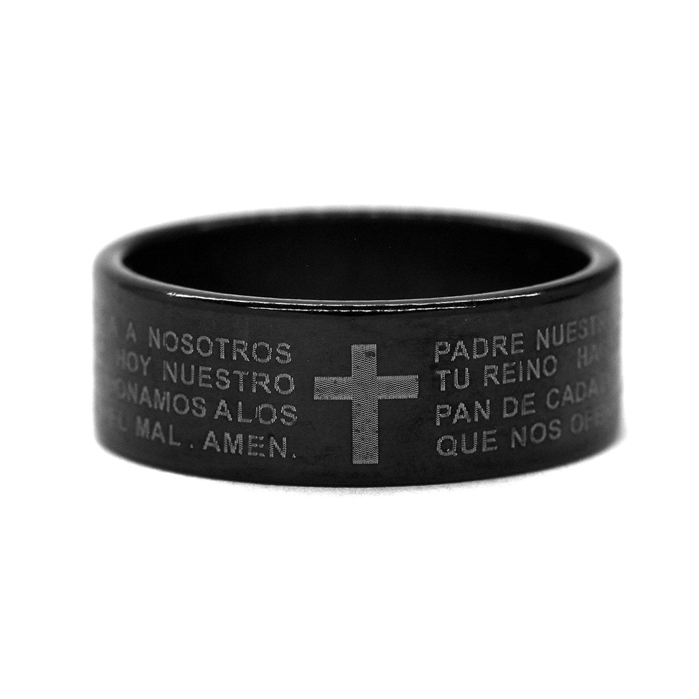 Stainless steel cross and prayer ring - SSYR2248