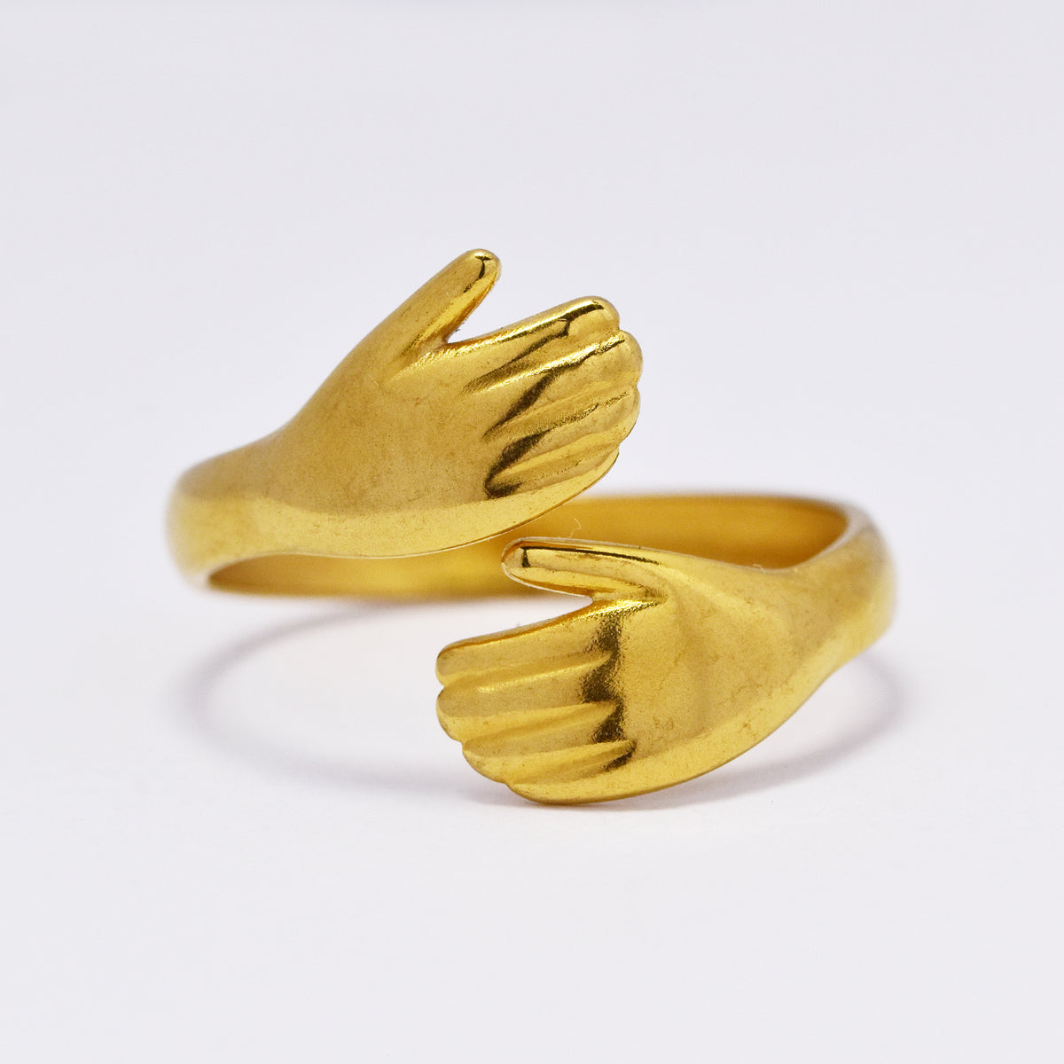 Stainless steel hug me free size ring - SSYR4570
