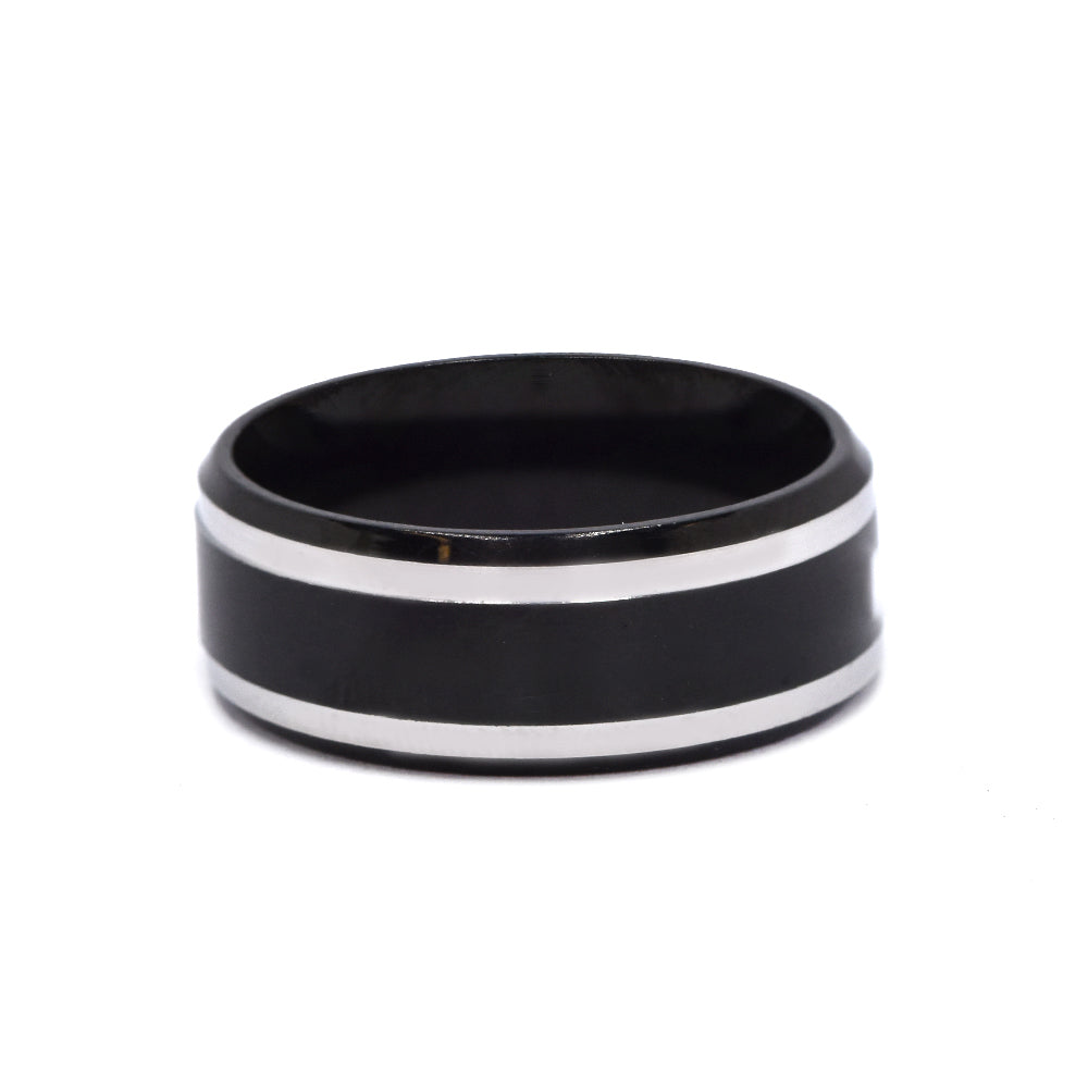 Stainless steel 2 tone broad band ring - SSYR4658