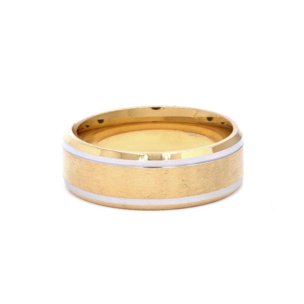 Stainless steel 2 tone broad band ring - SSYR4658