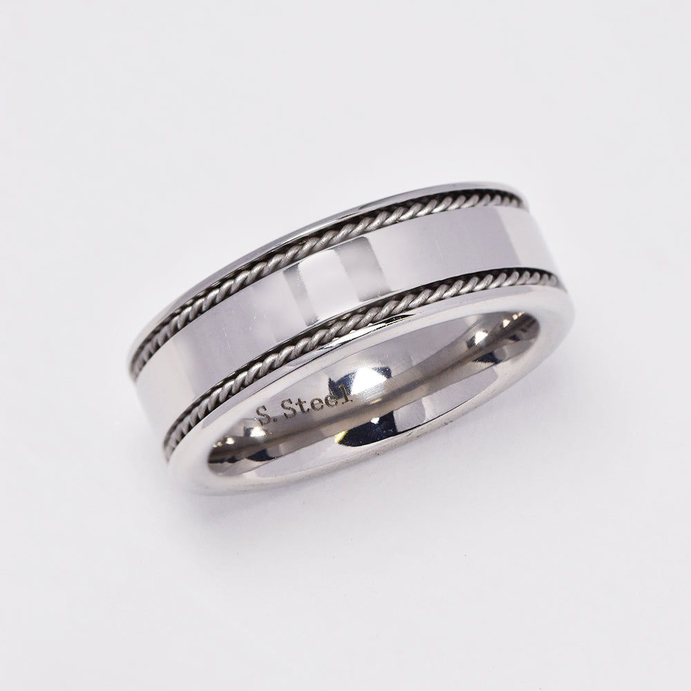 Stainless steel band with rope detail edging - SSYR4945-V