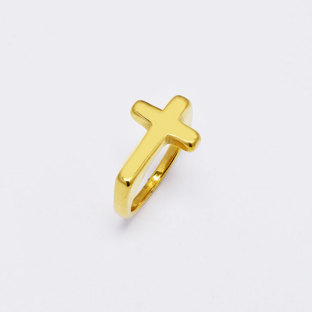 Stainless steel statement cross ring - SSYR4953