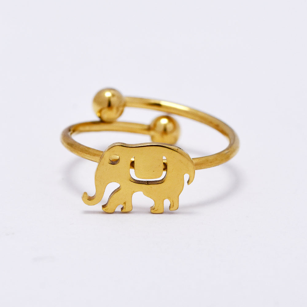 Stainless steel free size elephant ring - SSYR5227